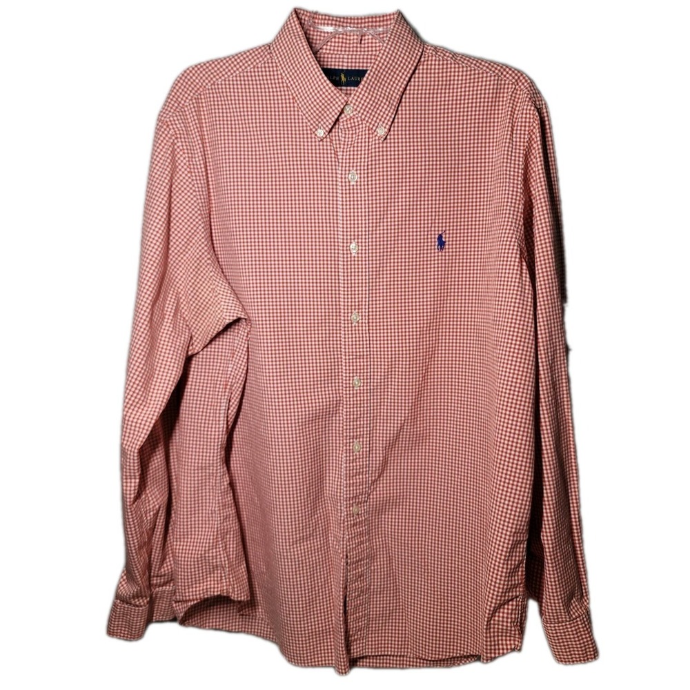 Polo Ralph Lauren‎ XL Oxford Button Front Shirt Mens Red Gingham Check